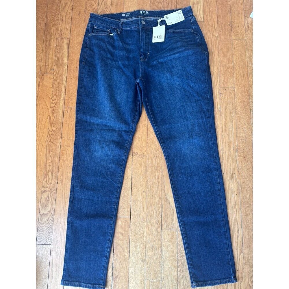 NWT ana A New Approach Size 16 Tall Mid Rise Skinny Jeans Dark Wash 31.5 Inseam